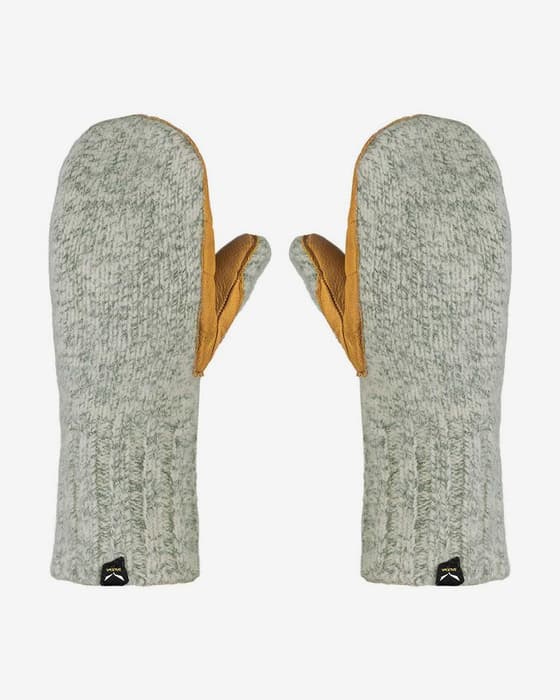 Salewa Walk Wool Leather Mittens Grey Yellow