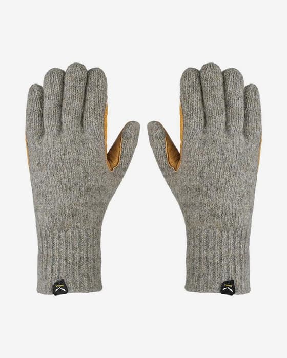 Salewa Walk Wool Leather Gloves Grey Yellow