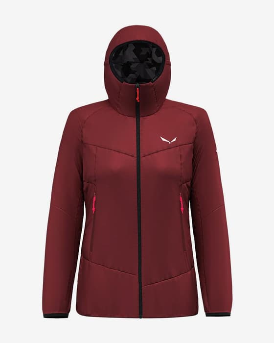 Chaqueta con capucha Salewa Ortles Tirol Wool Responsive Stretch rojo mujer