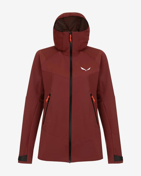 Chaqueta con capucha Salewa Sella Durastretch granate mujer