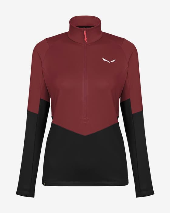 Forro polar Salewa Puez Polarlite Half Zip rojo negro mujer