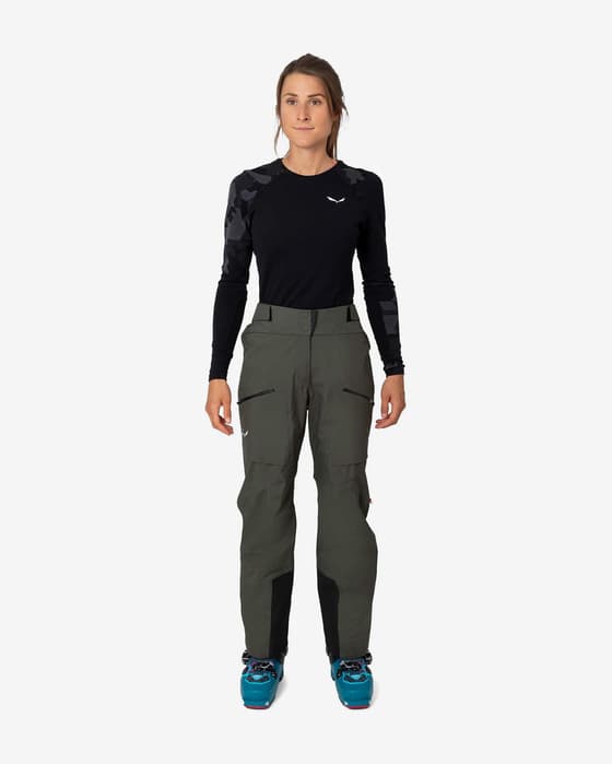 Pantalón largo Salewa Sella 3L Powertex verde oscuro mujer