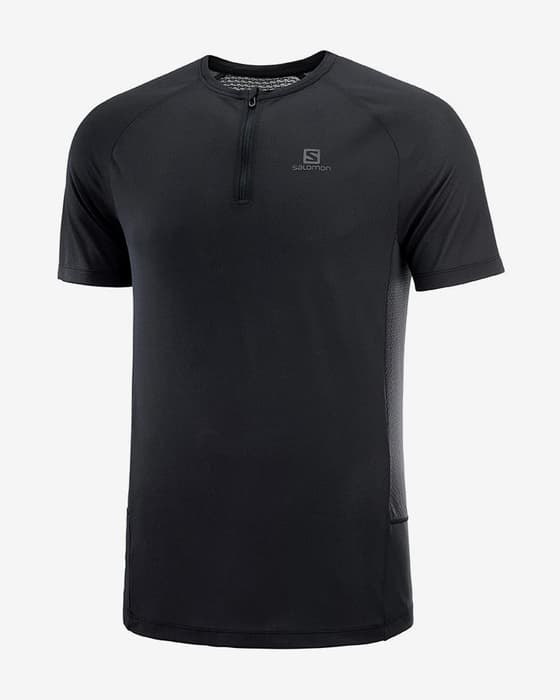 T-shirt Salomon Cross Rebel Half Zip preto