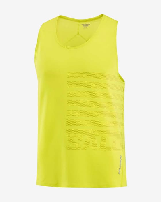 Camiseta Salomon Sense Aero Singlet GFX sin mangas amarillo neón