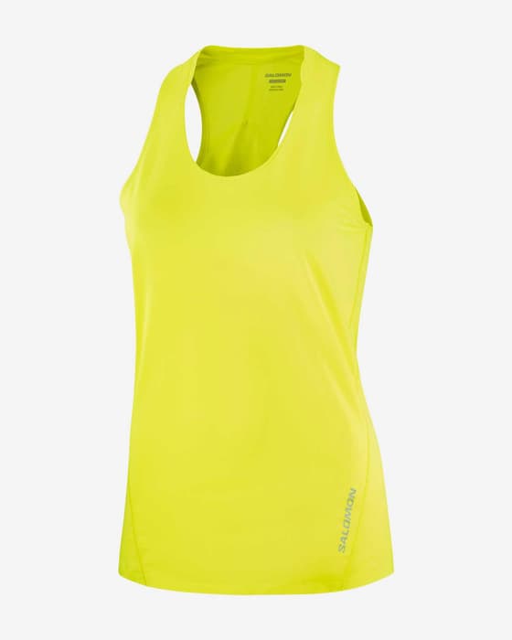 Camiseta Salomon Sense Aero Singlet sin mangas amarillo neón mujer