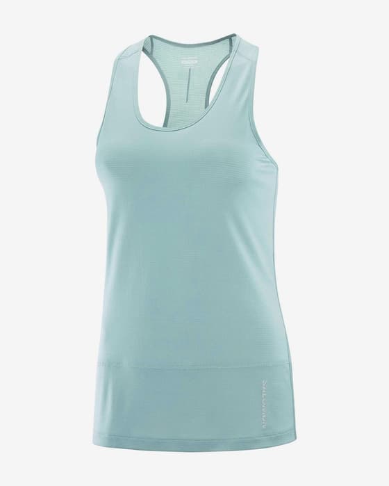 Camiseta Salomon Cross Run tirantes azul celeste mujer
