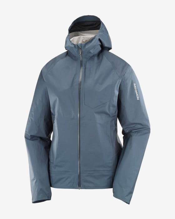 Chaqueta con capucha Salomon Bonatti Waterproof gris oscuro mujer