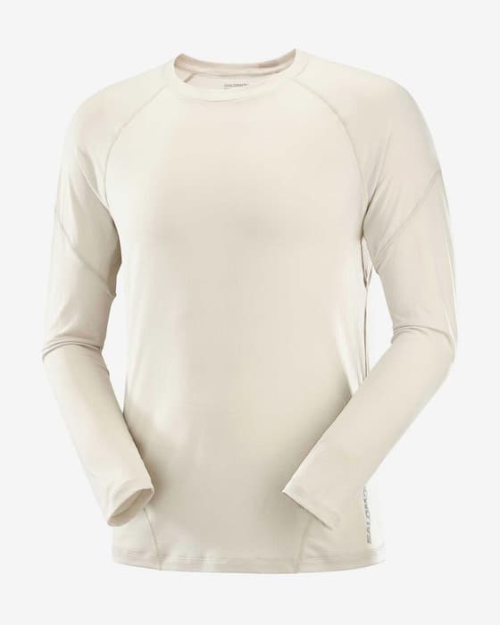 Camisola Salomon Cross Run manga comprida branco creme