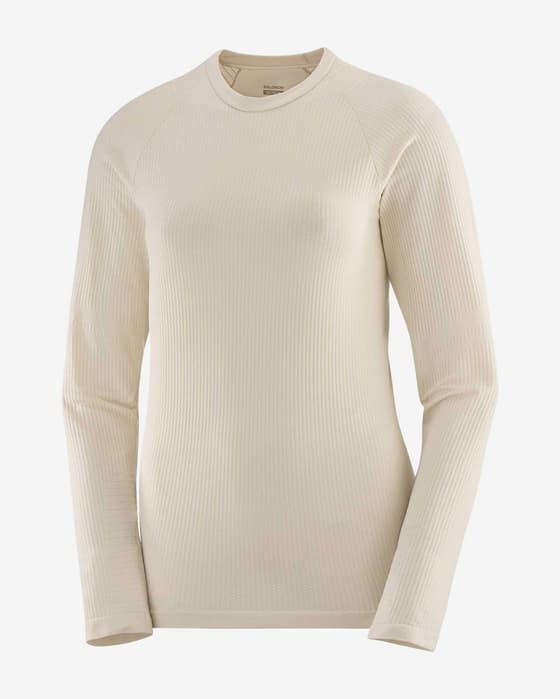 Camiseta interior Salomon Essential Warm manga larga blanco crema mujer