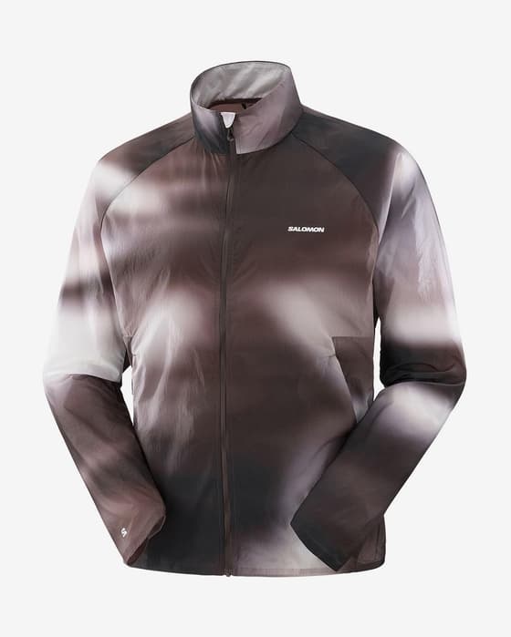 Chaqueta cortavientos Salomon SHKout Fly GFX marrón blanco