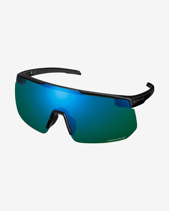 Shimano S-PHYRE Glasses Deep Black with Ridescape Gravel Blue Lens