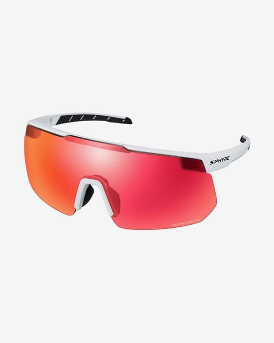Shimano S-PHYRE Glasses Matte White with Ridescape Road Red Lens