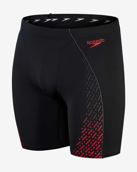 Speedo Eco Endurance+ Pro Mid Jammer Shorts Black Red Grey