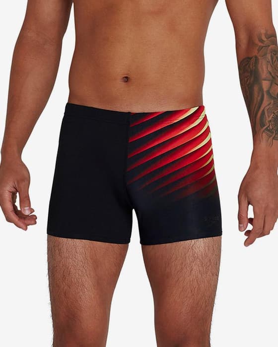 Maillot de bain Speedo Placement Aquashort noir rouge jaune