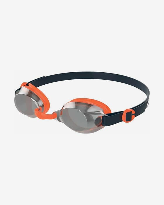Gafas de natación Speedo Jet Mirror negro naranja con lentes espejadas gris infantil