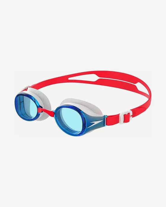 Gafas de natación Speedo Hydropure rojo blanco con lentes azul infantil 