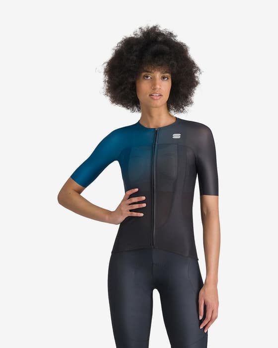 Maillot Sportful Light manga corta azul atlántico negro mujer