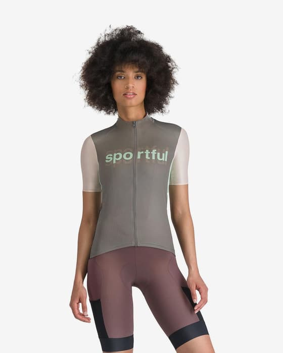Maillot Sportful Supergiara Logo manche courte vert gris femme
