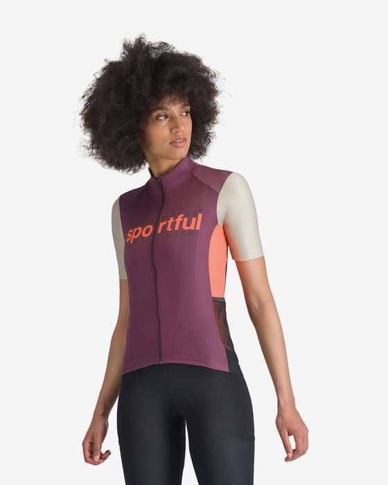 Maillot Sportful Supergiara Logo manga corta violeta mujer