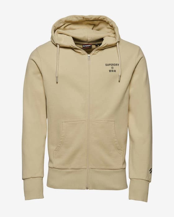 Sudadera con capucha Superdry Code Core Sport Full Zip beige