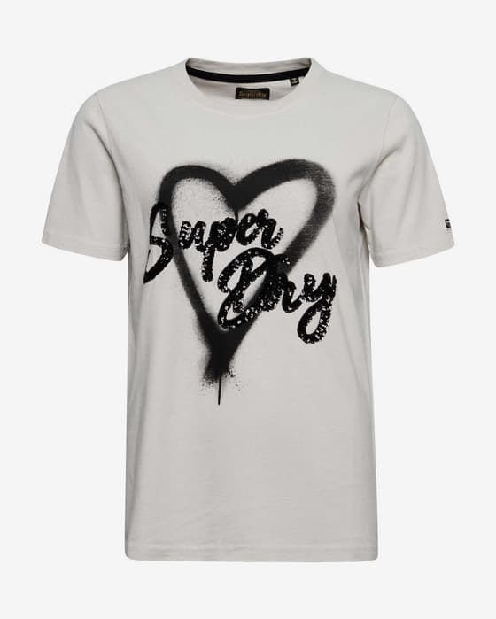 Camiseta Superdry Vintage Embellish manga corta blanco negro mujer