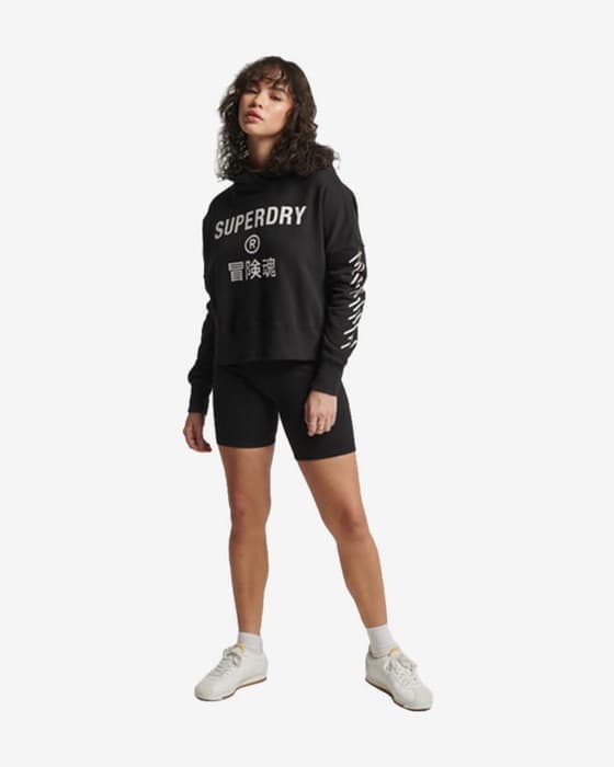 Sudadera con capucha Superdry Code Core Sport negro mujer