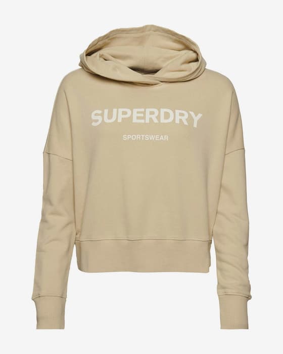 Sudadera con capucha Superdry Core Sport Crop beige blanco mujer