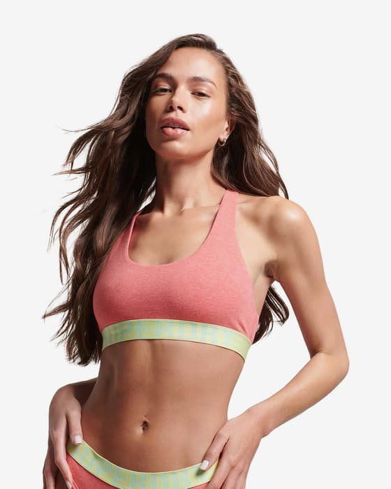 Sujetador Superdry Large Logo Crop rosa verde