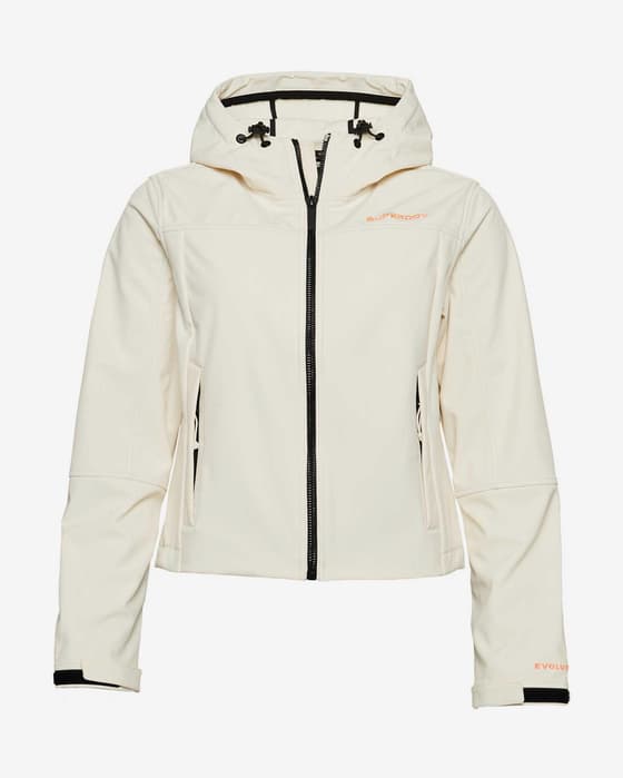 Chaqueta Superdry Softshell Code Trekker blanco naranja mujer