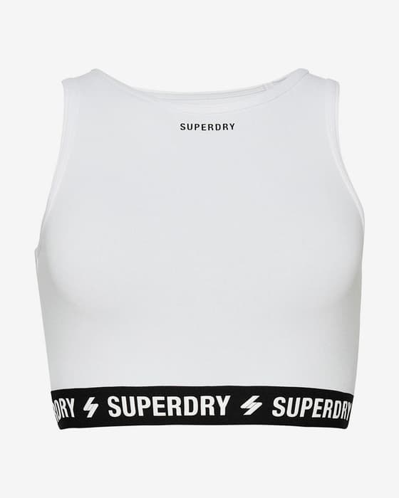 Camiseta Superdry Code Elastic Crop sin mangas blanco negro mujer