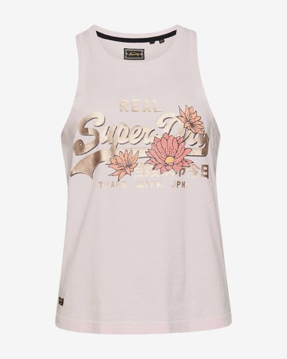 Camiseta Superdry Vintage Narrative tirantes rosa naranja mujer