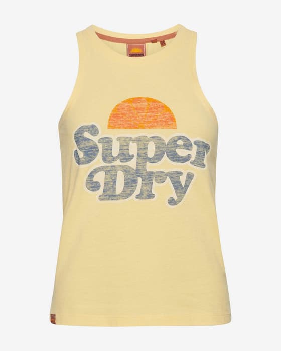 Camiseta Superdry Vintage Cooper Classic tirantes amarillo azul mujer