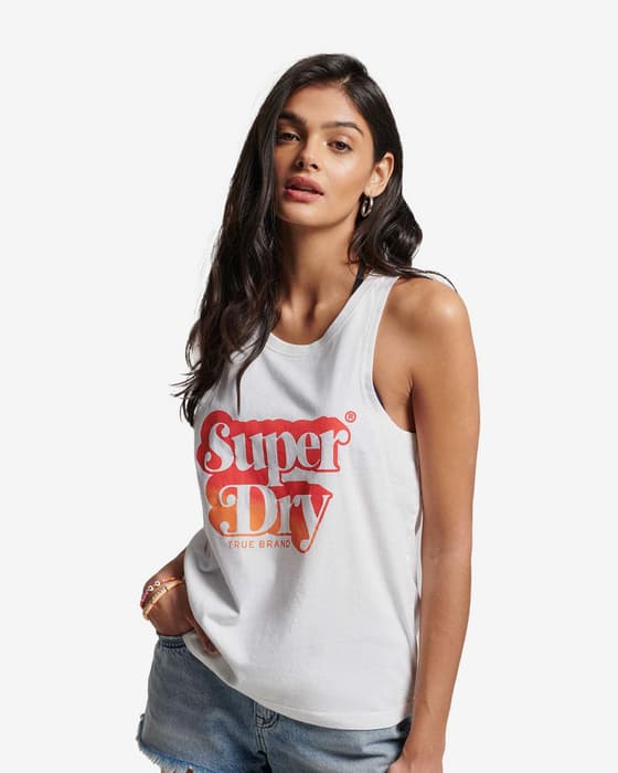 Camiseta Superdry Vintage Logo Shadow tirantes blanco naranja mujer