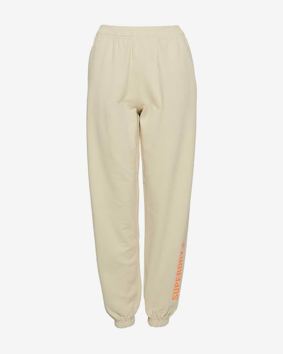 Pantalón largo Superdry Code Core Sport blanco crema naranja mujer