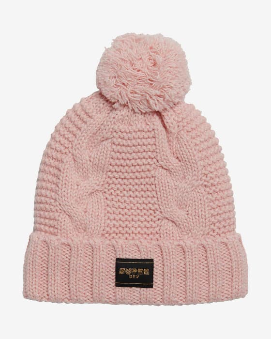 Gorro Superdry Cable rosa mujer