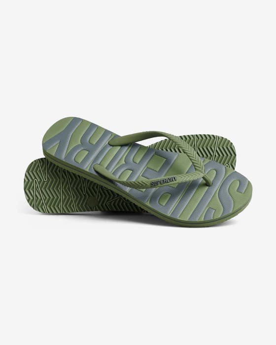 Chanclas Superdry Vintage Logo verde caqui gris mujer