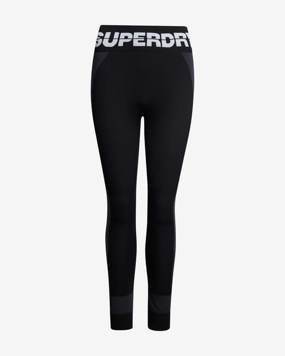 Malla larga Superdry Baselayer Logo negro blanco mujer