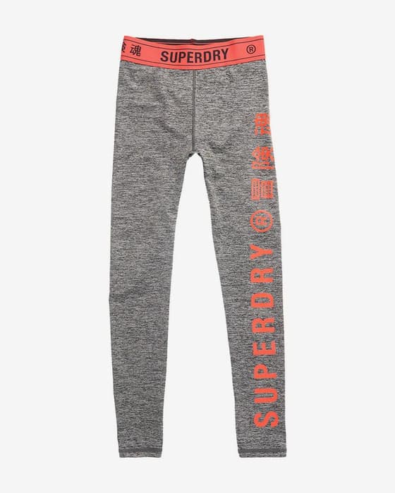 Malla larga Superdry Training Elastic gris naranja mujer