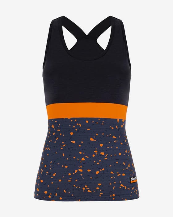 Maillot Santini Scia Pietra tirantes azul marino naranja mujer - Corte Slim