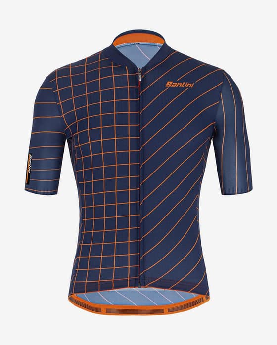 Maillot Santini Eco Sleek Dinamo manga corta azul marino naranja - Corte Sleek