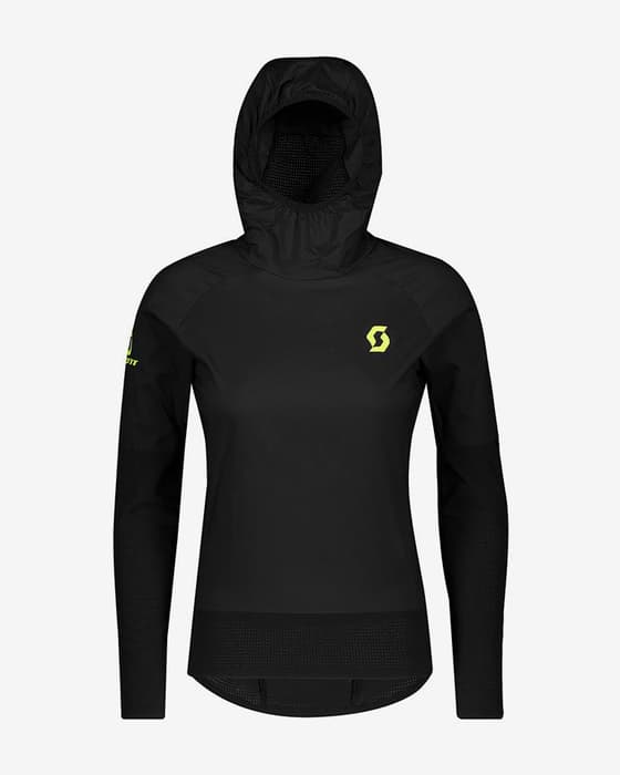 Chaqueta con capucha Scott RC Run negro amarillo mujer