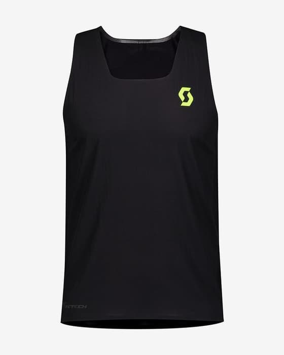 Camiseta Scott RC Run Kinetech sin mangas negro amarillo