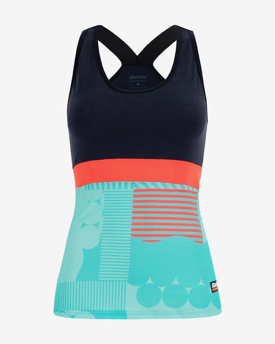Maillot Santini Scia Optic tirantes azul celeste negro rojo salmón mujer - Corte Slim