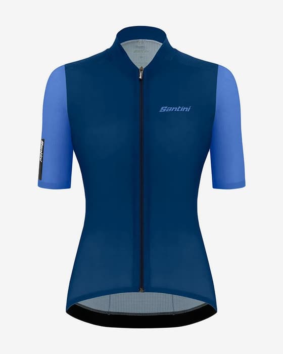 Maillot Santini Redux Stamina manga corta azul marino azul claro mujer - Corte Sleek