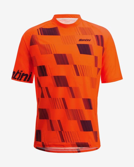 Maillot Santini Fibra manga corta naranja brillante - Corte Classic