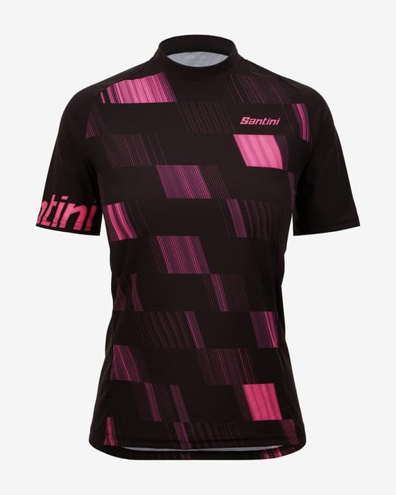 Maillot Santini Fibra manche courte noir rose femme - Coupe Classic