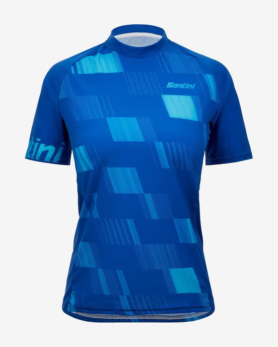 Maillot Santini Fibra manche courte bleu turquoise femme - Coupe Classic