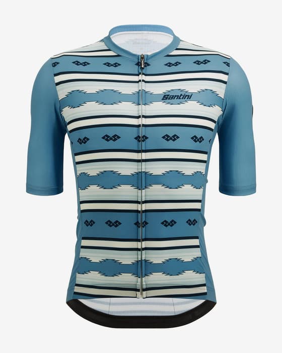 Maillot Santini Pendelton manga corta azul claro blanco - Corte Classic