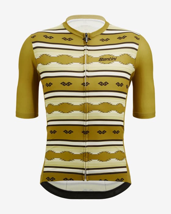 Maillot Santini Pendelton manga corta verde amarillento blanco - Corte Classic