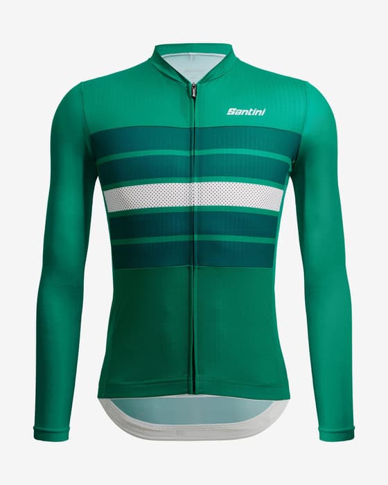Maillot Santini Eco Sleek Bengal manche longue vert blanc - Coupe Sleek